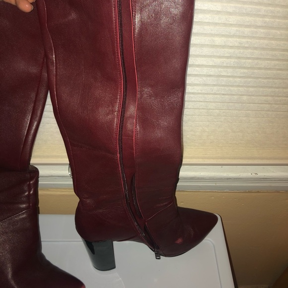 Renvy tall boots - Burgundy. Block heel pointy - Picture 2 of 7